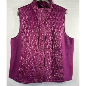 Talbots Womens Vest Size XLP Petite Pink Stretch Zip Up Snap Thin Puffer Stretch